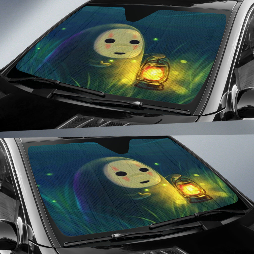SGhibli Car Sun Shade Cute Baby No Face Graphic Winshield Sun Shade Black Green