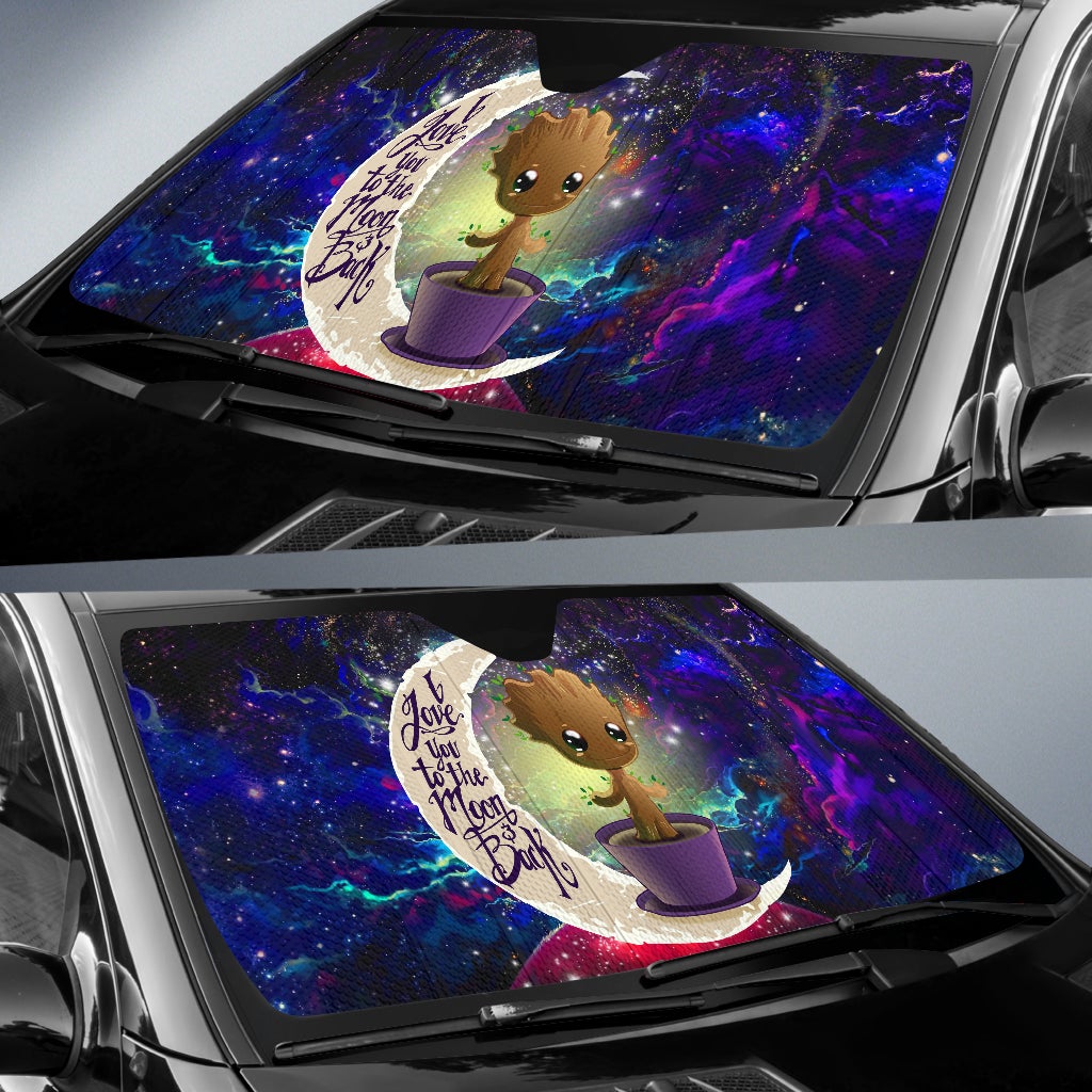 Guardians Of The Galaxy Car Sun Shade Baby Groot Love You To The Moon Winshield Sun Shade Colorful