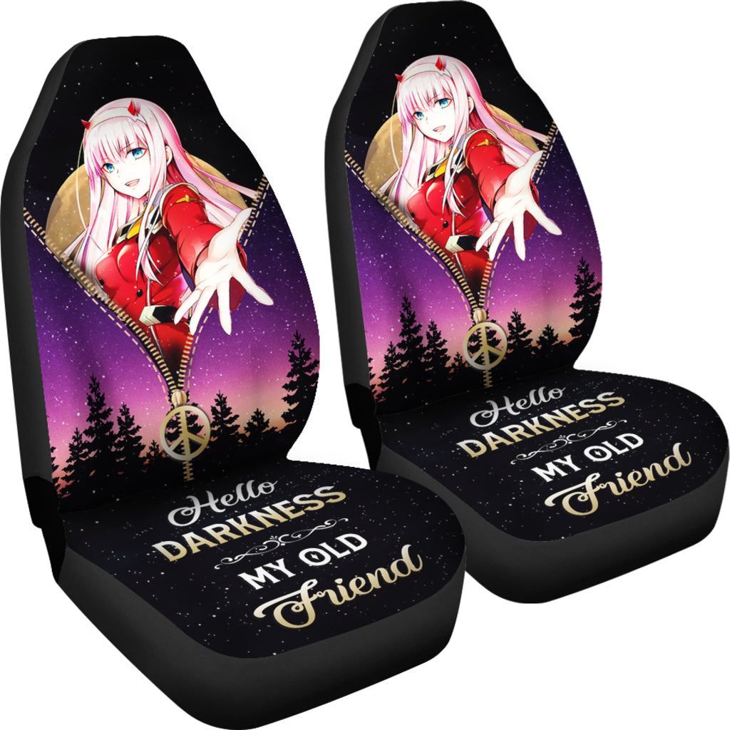 Zero Two Darling In The Franxx Darkness My Old Friend Hippie Moon Zipper Car Seat Covers