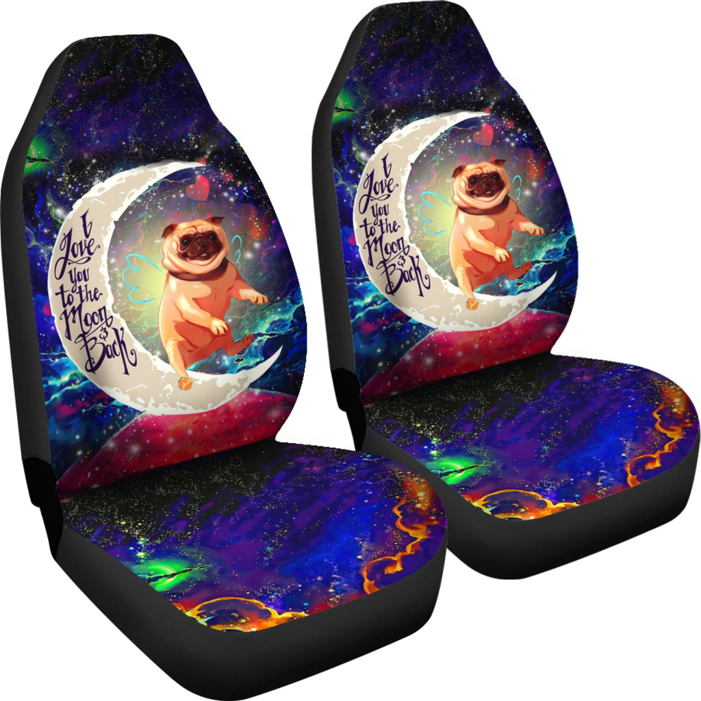 Cute Bull Dog Love You To The Moon Galaxy Car Seat Covers