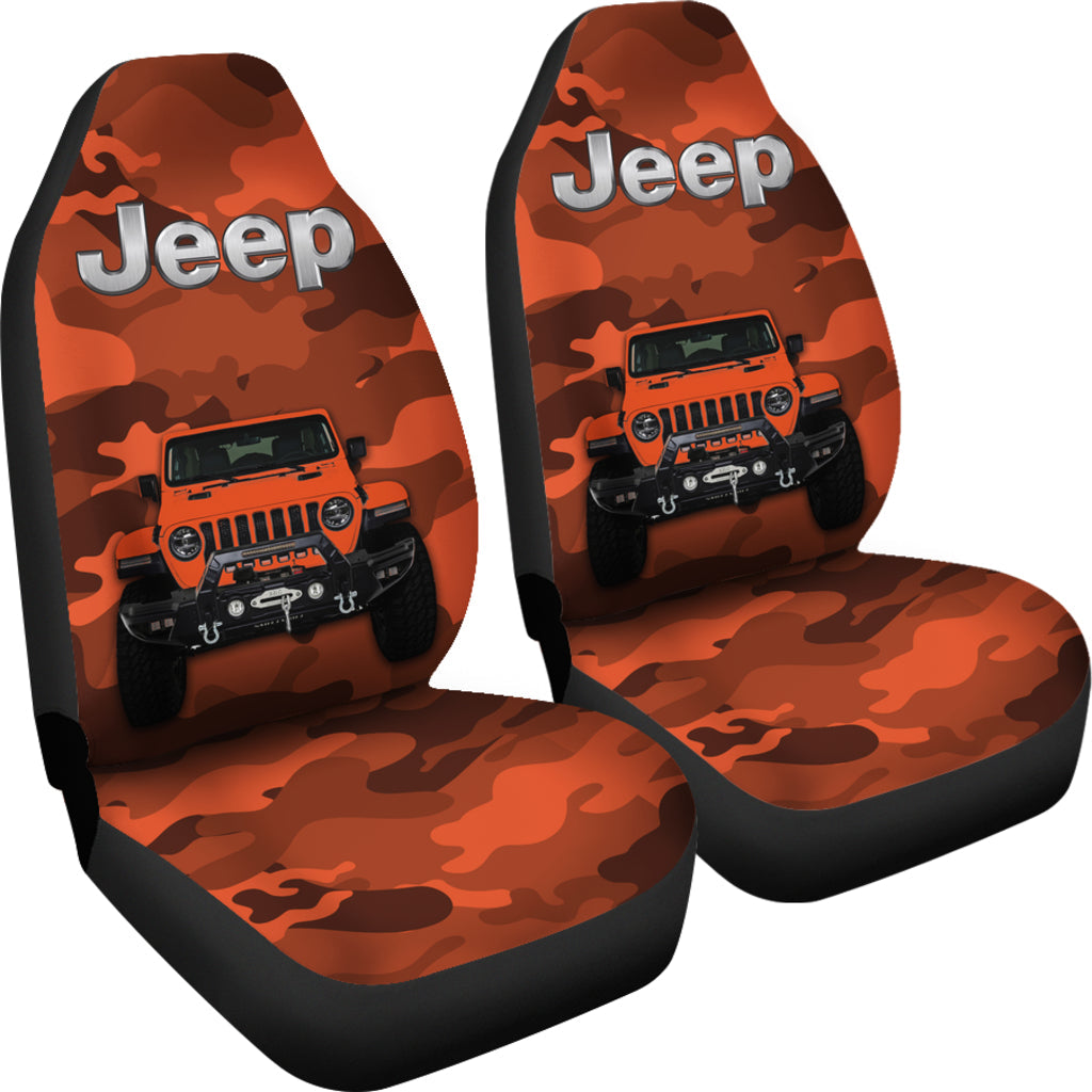 Orange Jeep Camouflage Car Seat Covers