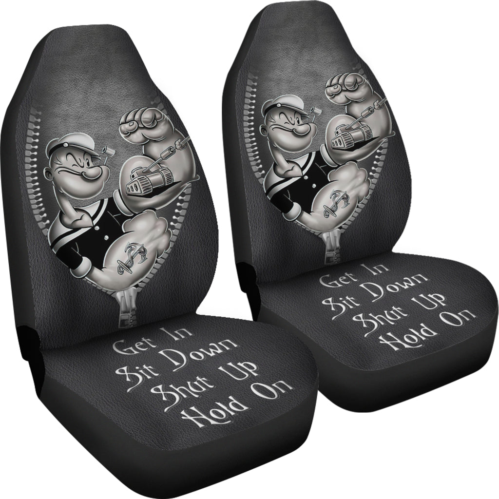 Popeyes Power Get In Sit Down Shut Up And Hold On Car Zipper Car Seat Covers