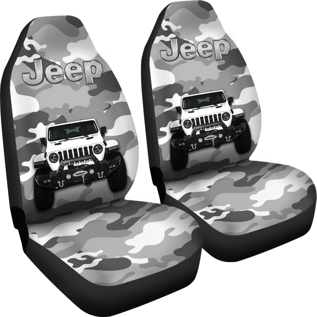 White Jeep Camouflage Car Seat Covers