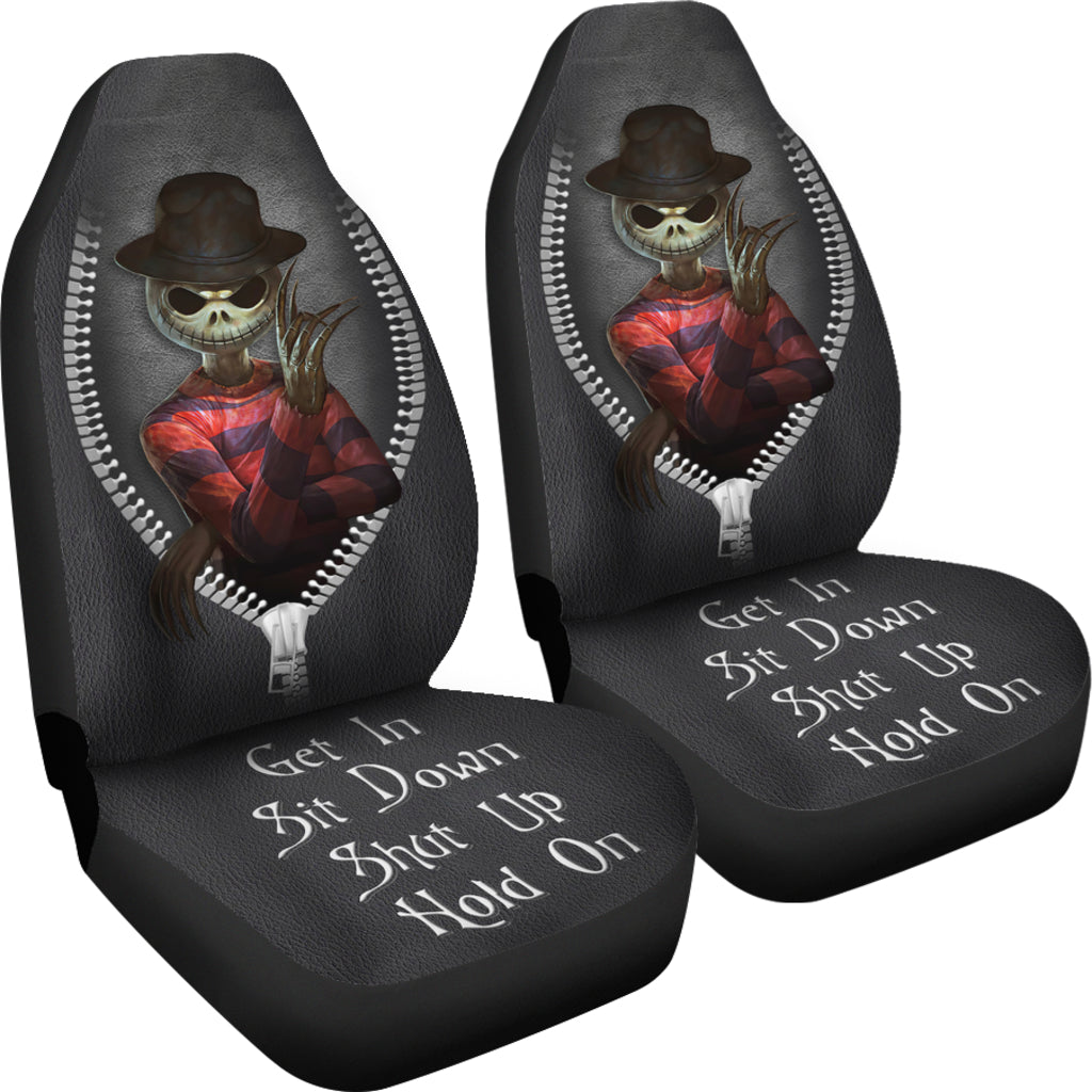 Jack Skellington Mix Freddy Krueger Horror Get In Sit Down Shut Up And Hold On Car Zipper Car Seat Covers