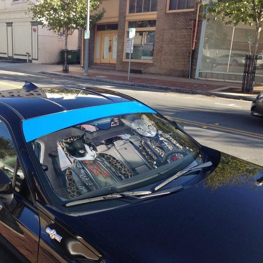 Gearhumans 3D Cat Band Custom Car Auto Sunshade