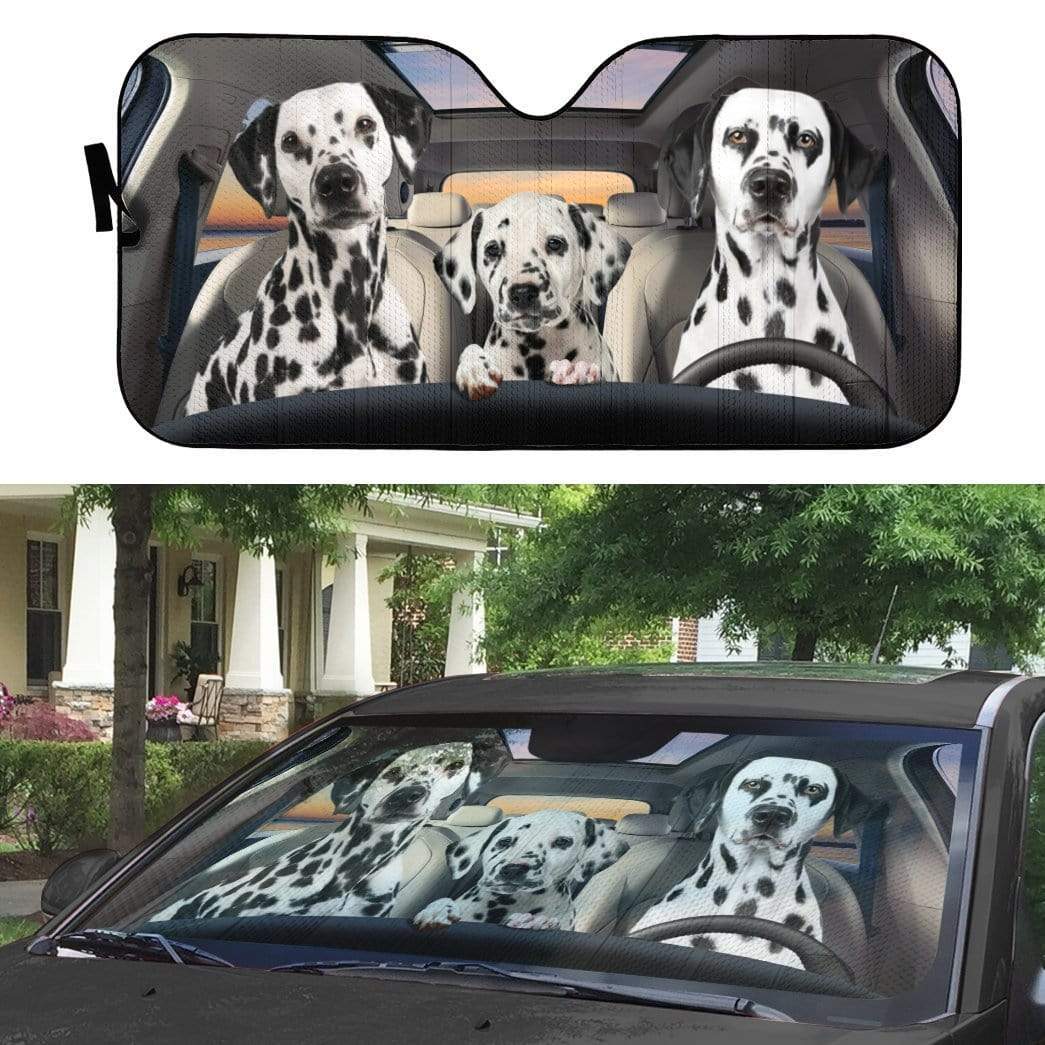 Gearhumans 3D Dalmatian Family Custom Car Auto Sunshade