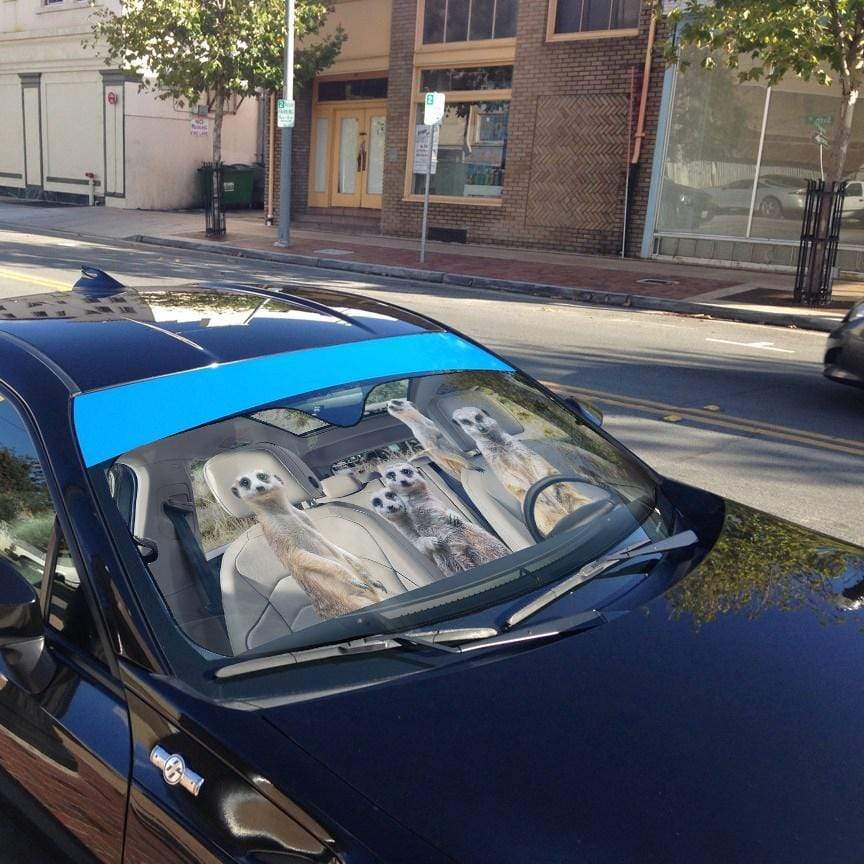 Gearhumans 3D Family Meerkat Custom Car Auto Sunshade
