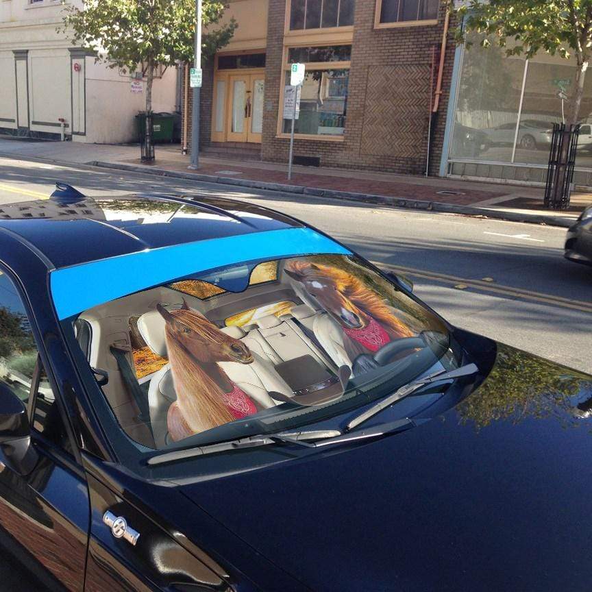 Gearhumans 3D Farmer Horse Custom Car Auto Sunshade
