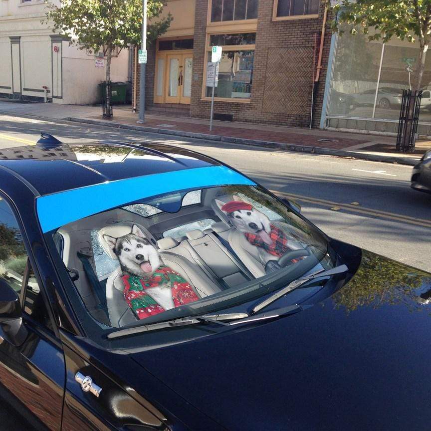 Gearhumans 3D Husky Dog Custom Car Auto Sunshade