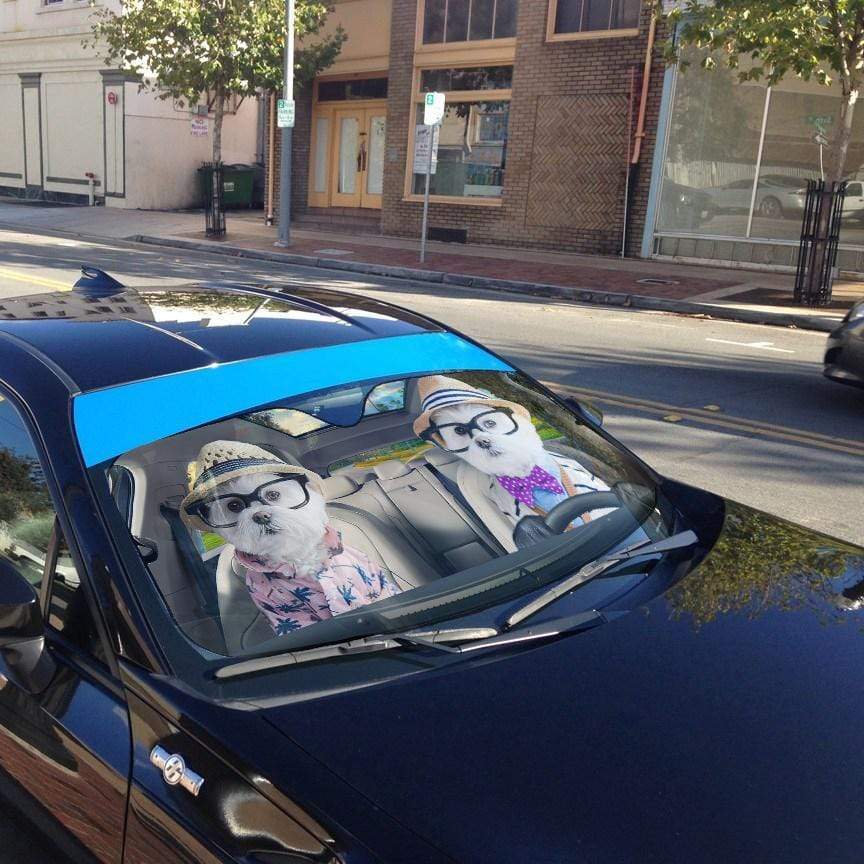 Gearhumans 3D Love Terrier Dog Custom Car Auto Sunshade