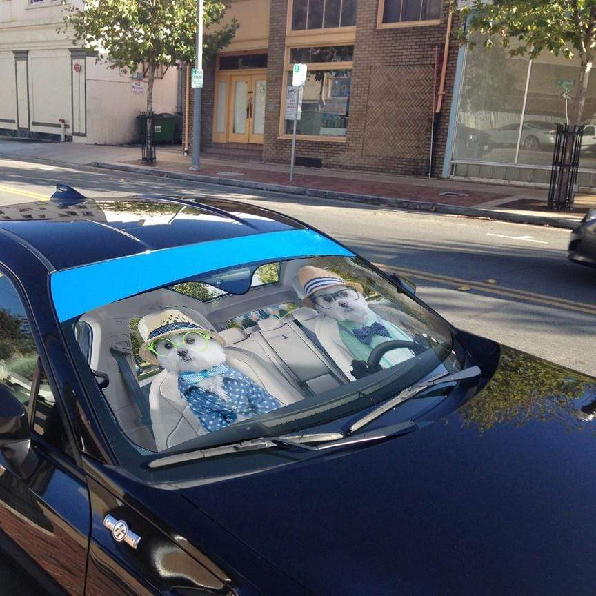 Gearhumans 3D Loving Two Terrier Dogs Custom Car Auto Sunshade