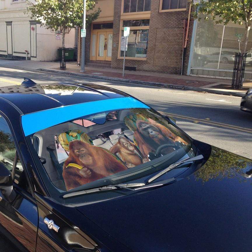 Gearhumans 3D Orangutan Family Custom Car Auto Sunshade