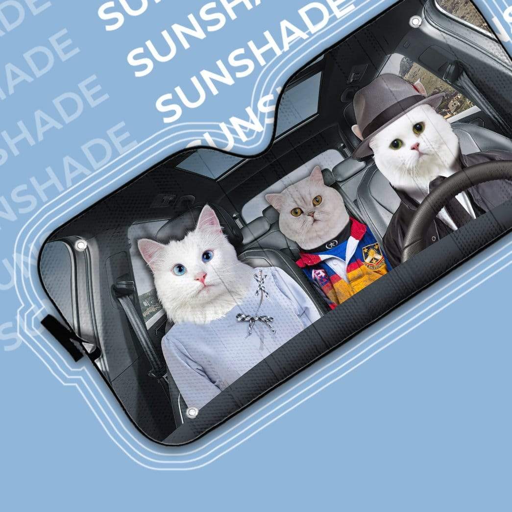 Gearhumans 3D Persian Cat Family Custom Car Auto Sunshade