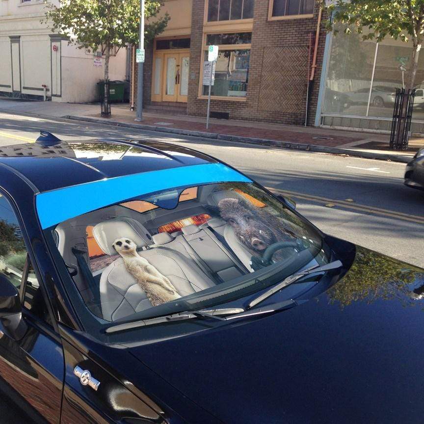 Gearhumans 3D Timon And Pumbaa Custom Car Auto Sunshade