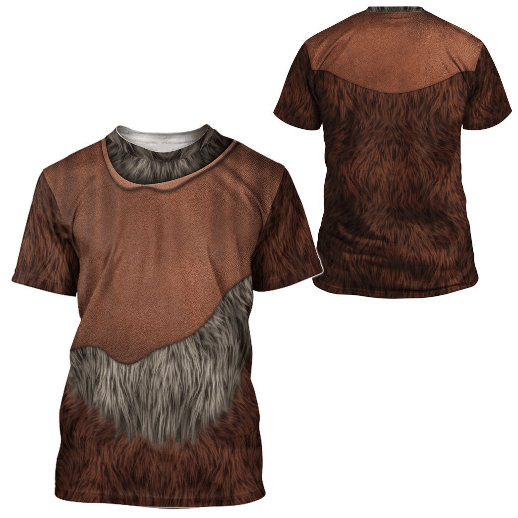 SW Hoodie Ewok Costume SW Cosplay T-shirt Brown Unisex Adults