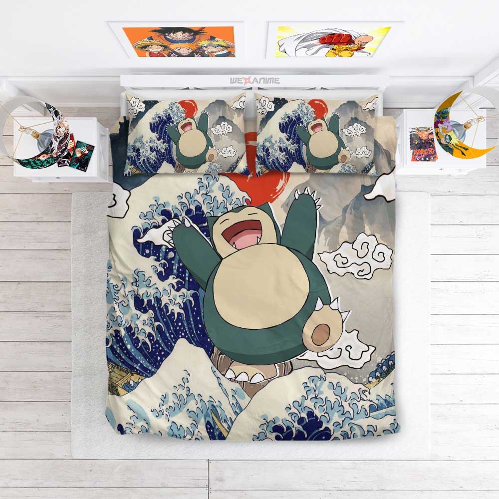 Snorlax Bedding Set Kanagawa Great Wave Edition
