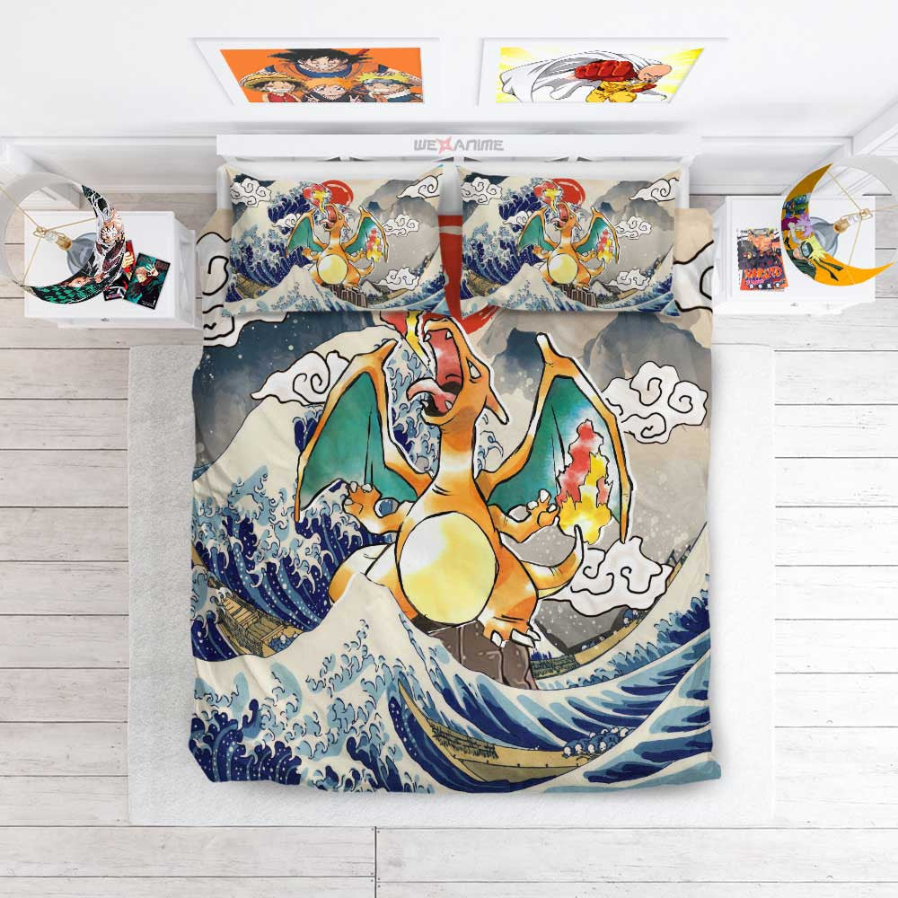 Charizard Bedding Set Kanagawa Great Wave Edition