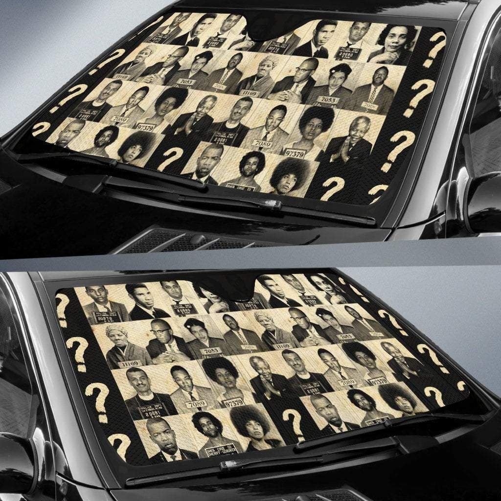 Black History Month Car Sun Shade Civil Rights Leaders Pattern Winshield Sun Shade Black White