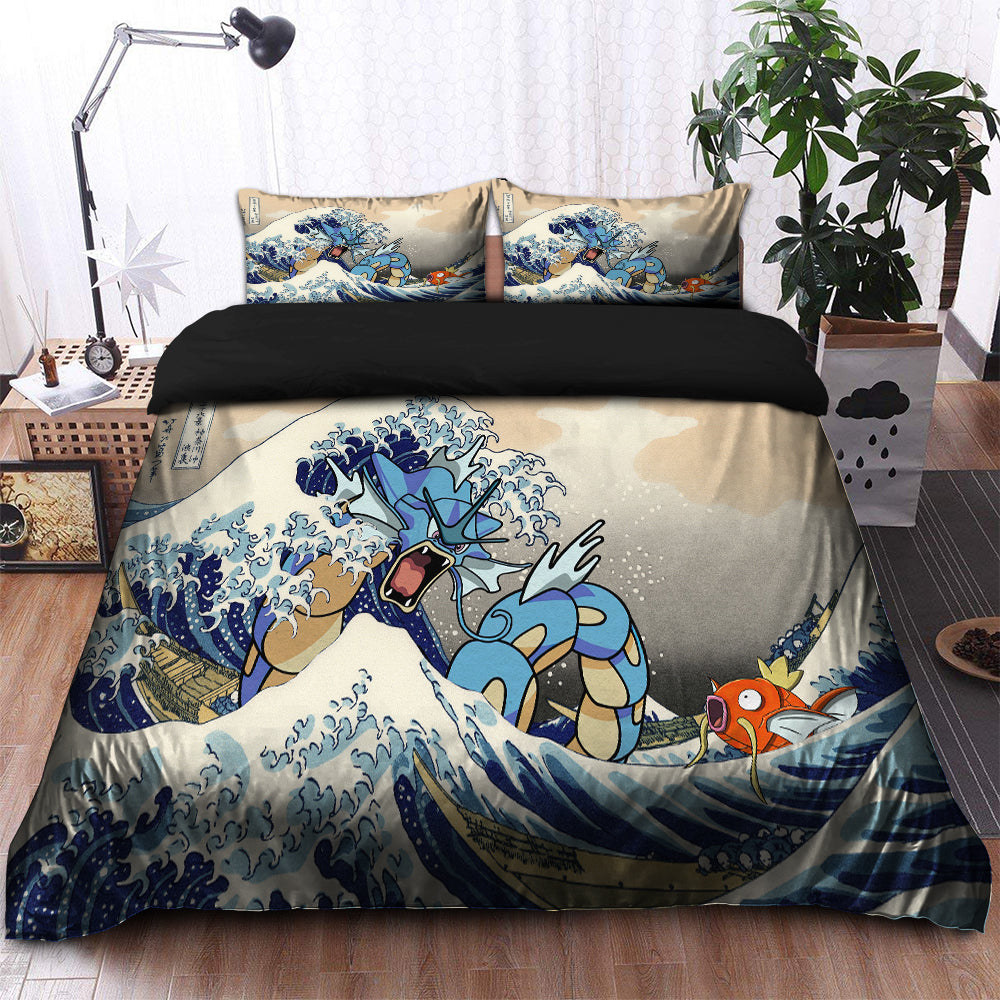 Gyarados Magikarp The Great Wave Japan Bedding Set