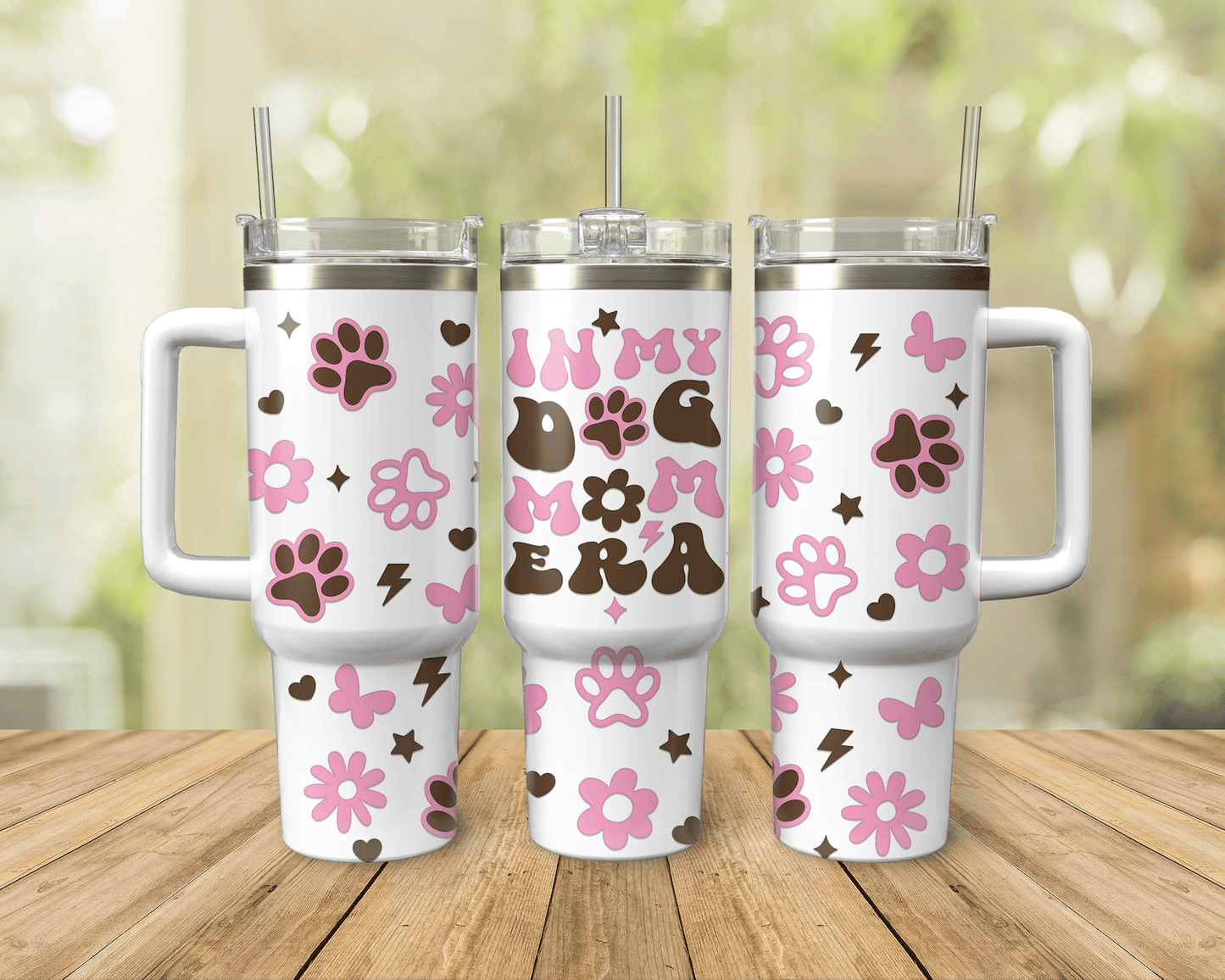 Dog 40 Oz Tumbler In My Dog Mom Era Tumbler 40 Oz White Pink