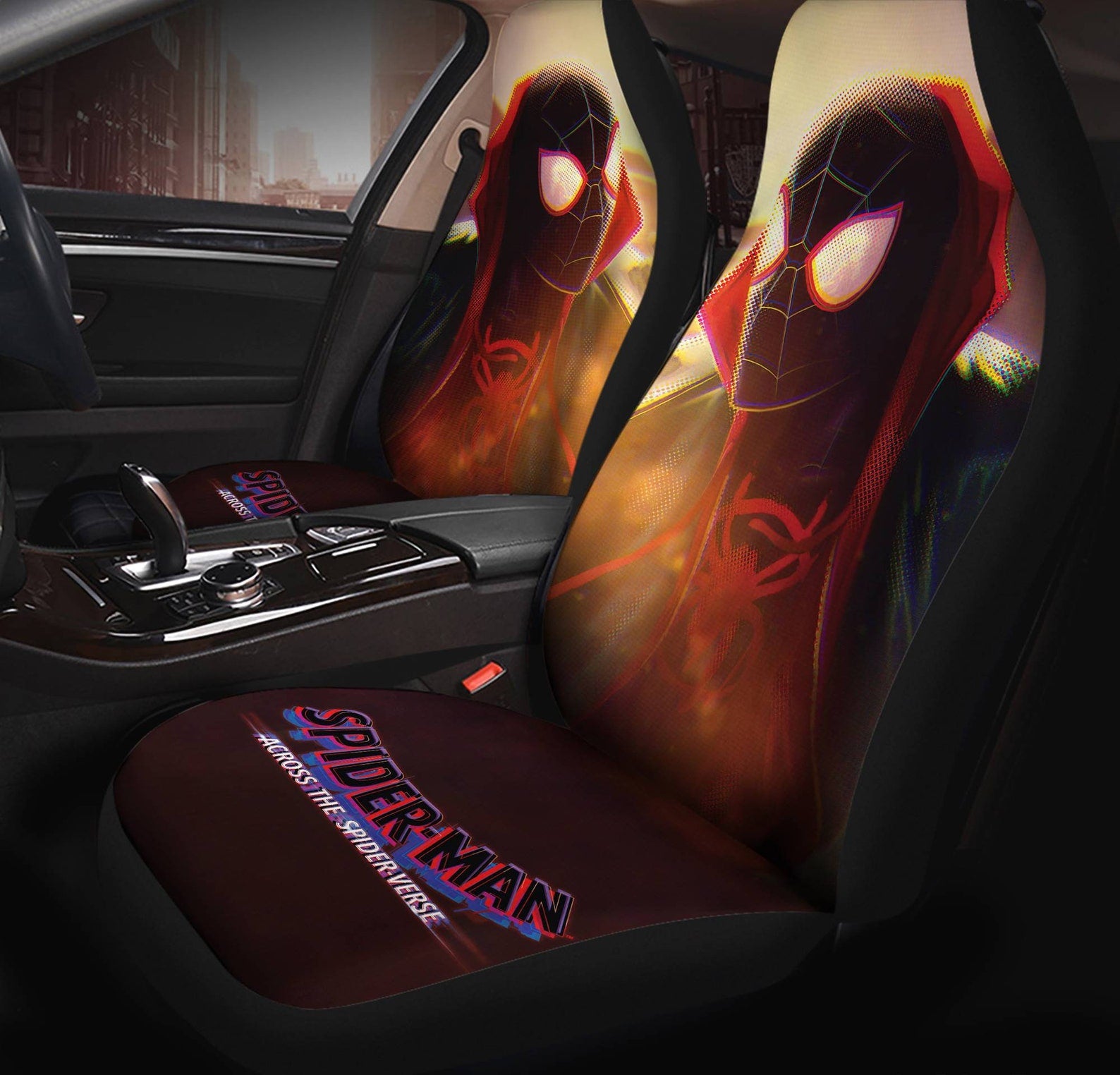 Spiderman Car Seat Covers MV Across The Spider-verse Seat Covers Black ...
