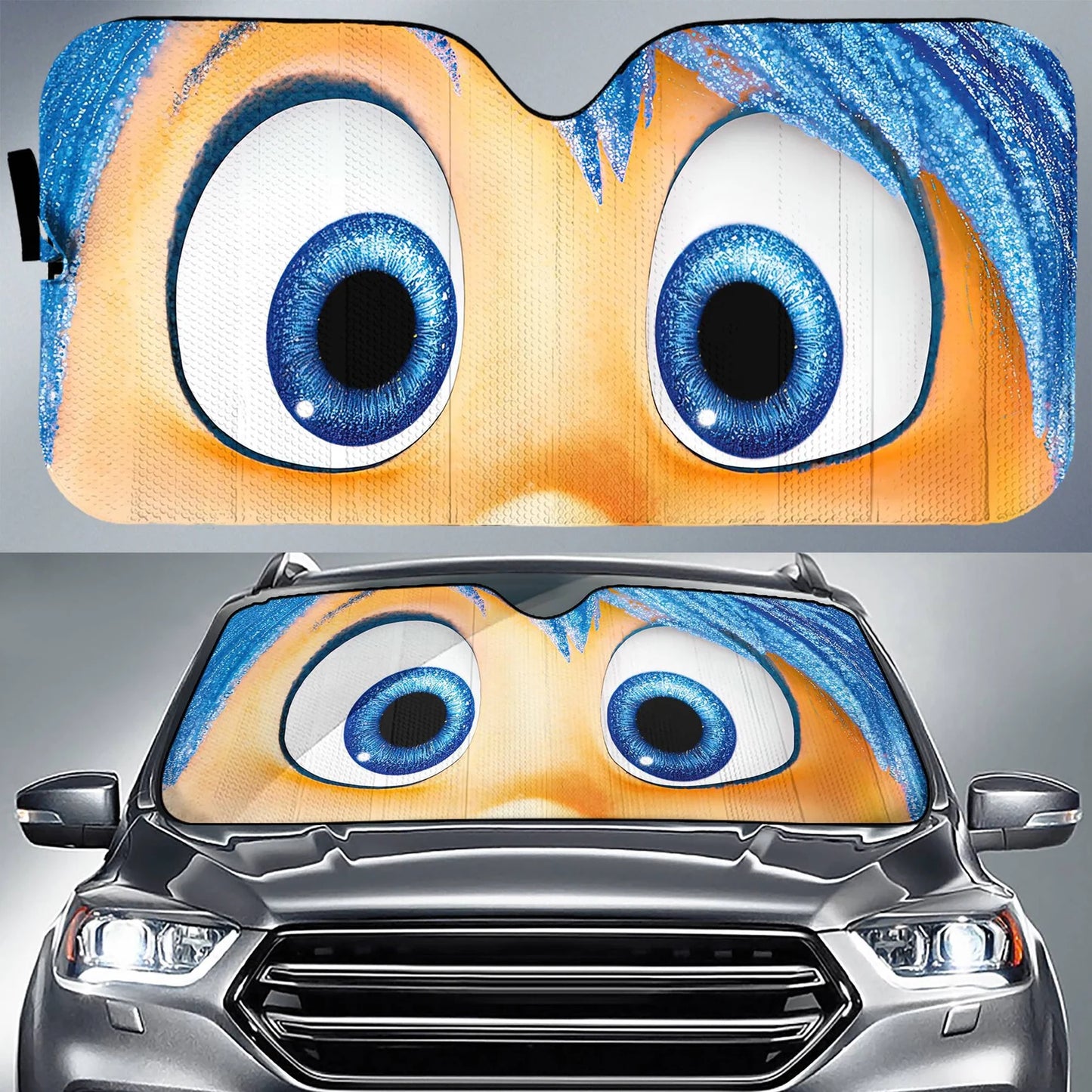 Inside Out Car Sun Shade Inside Out Joy Emotion Face Winshield Sun Shade Blue Yellow
