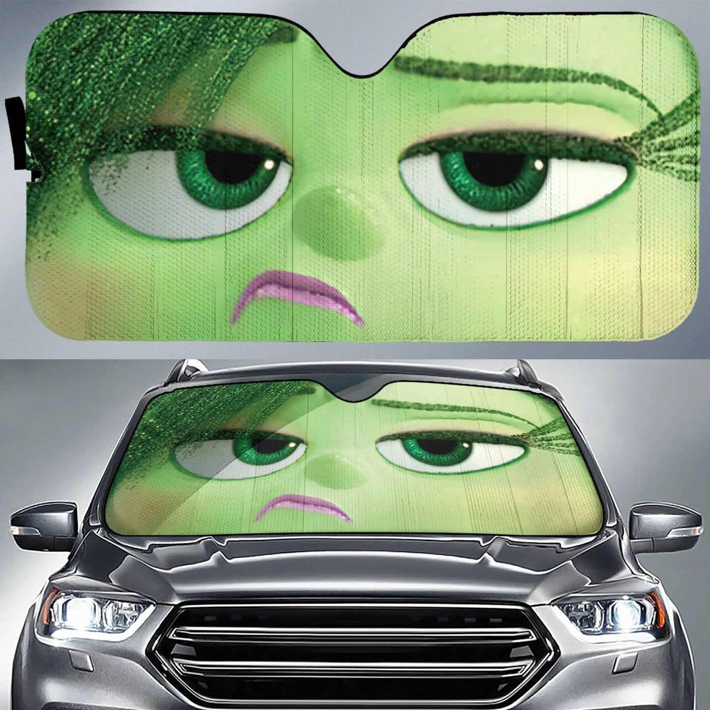 Inside Out Car Sun Shade Inside Out Disgust Emotion Face Winshield Sun Shade Green