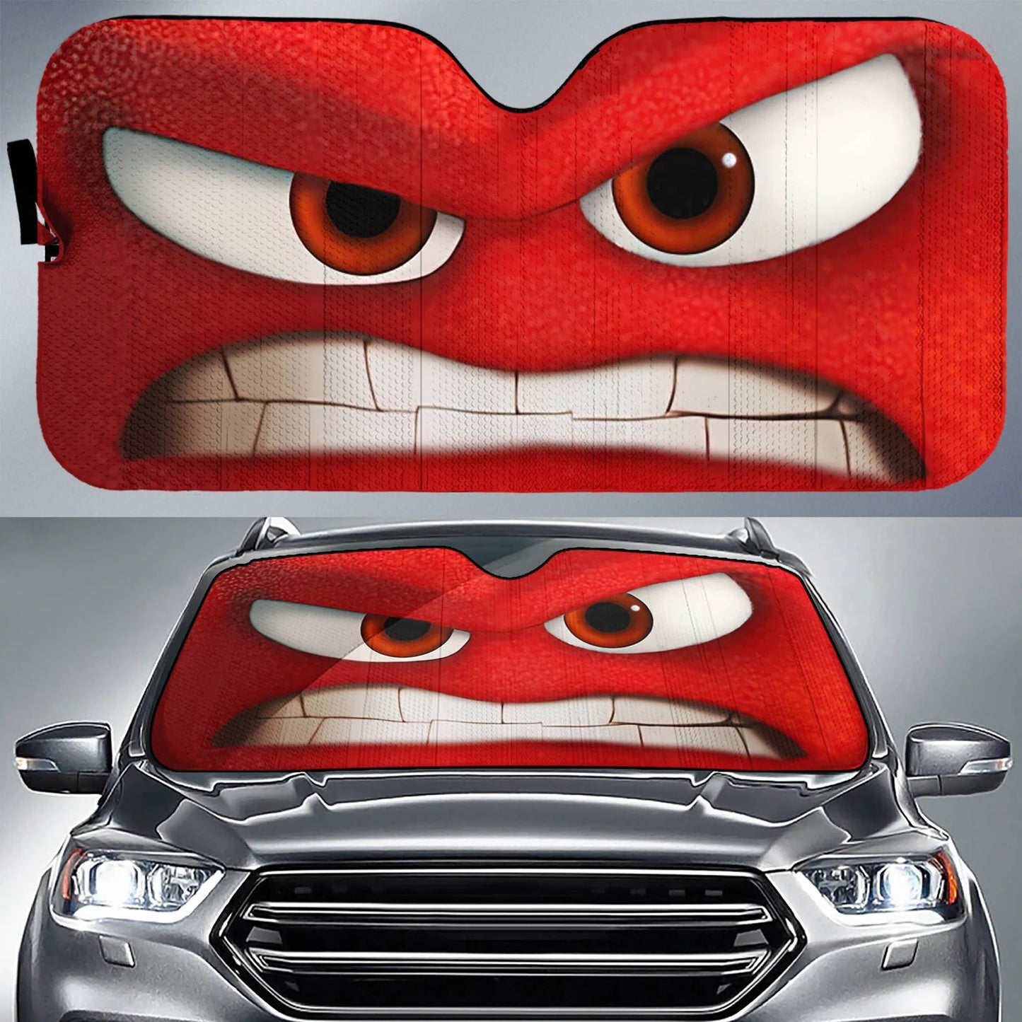 Inside Out Car Sun Shade Inside Out Angry Emotion Face Winshield Sun Shade Red
