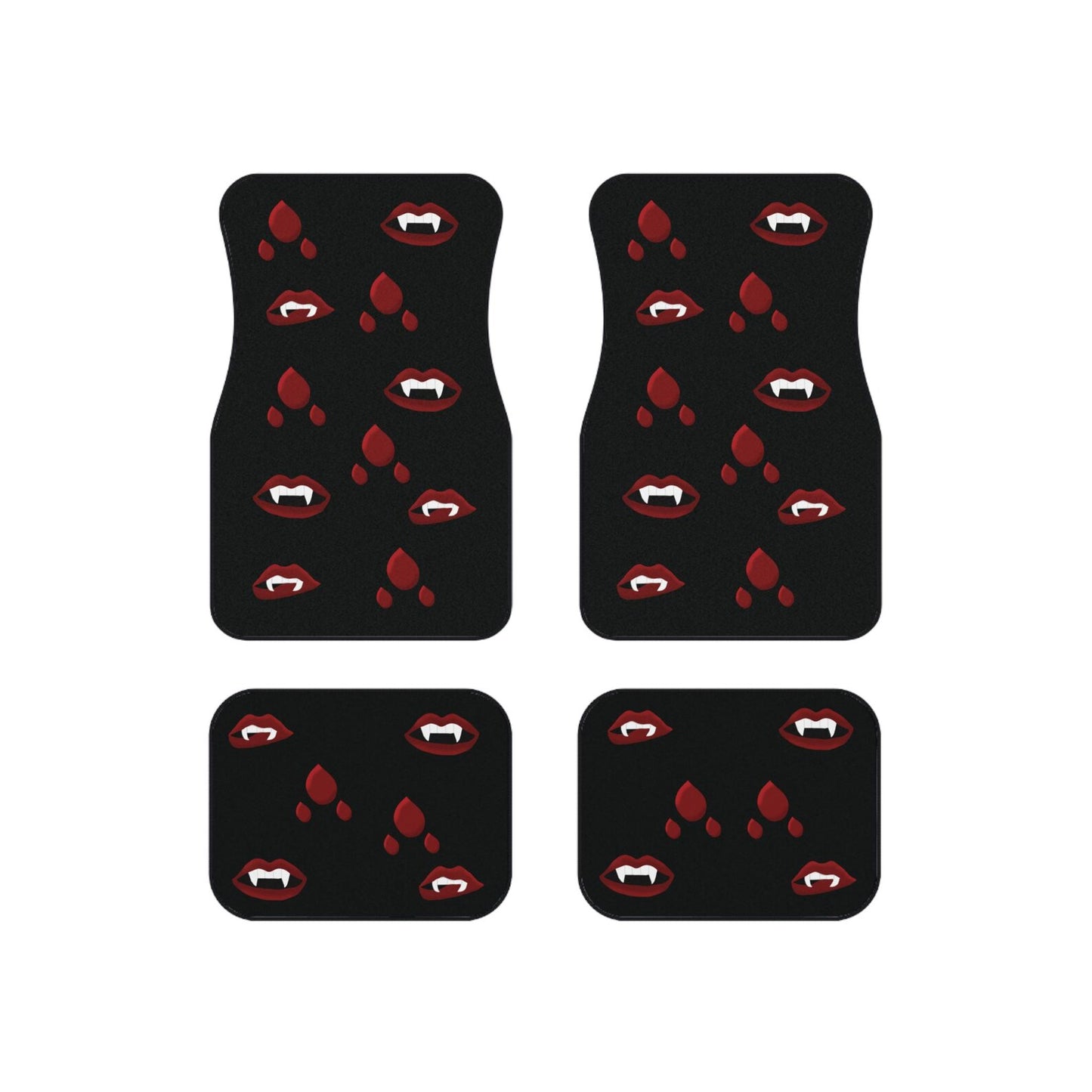 Halloween Car Mats Halloween Vampire Lips Blood Drop Pattern Car Floor Mats Black Red
