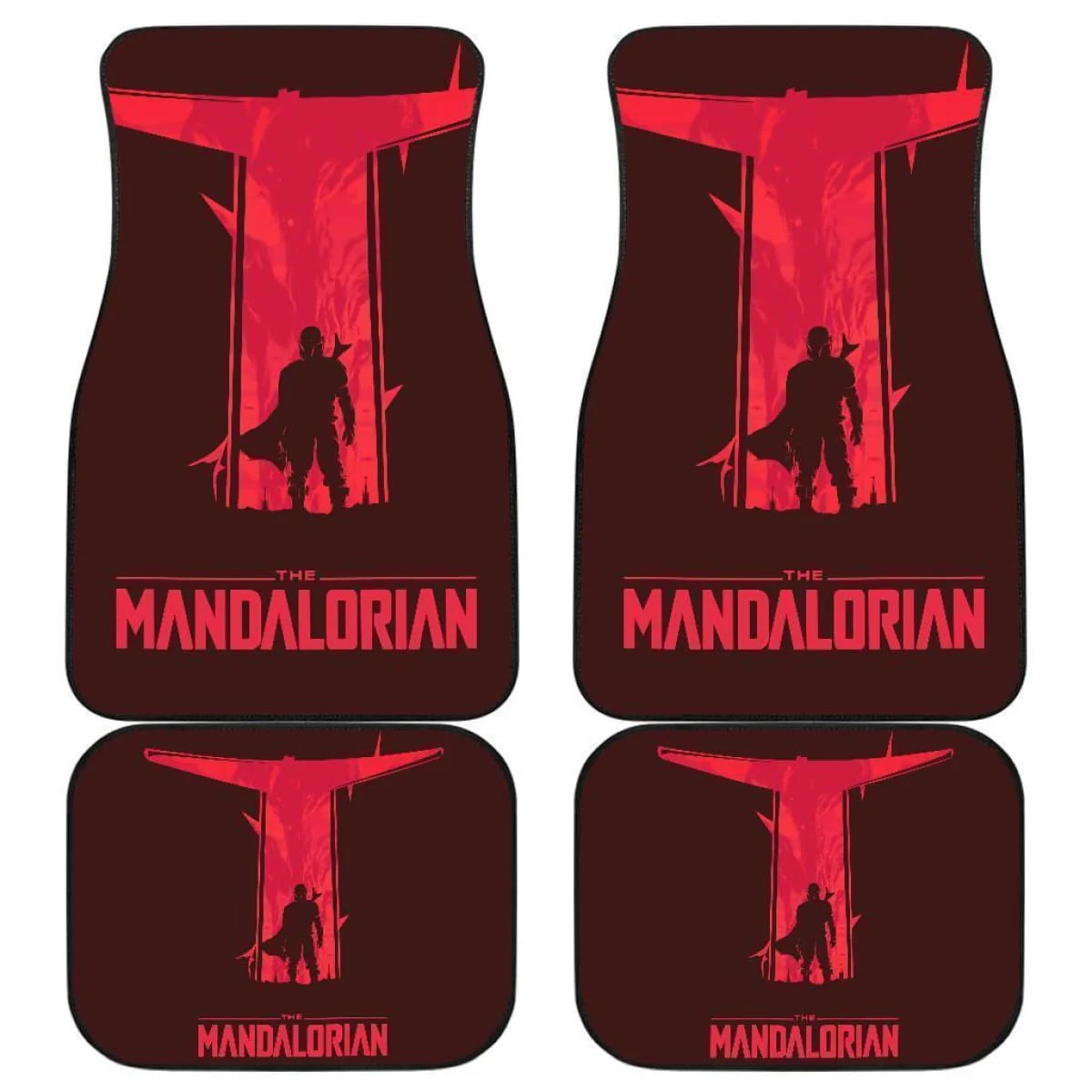 SW Car Mats SW The Mandalorian Silhouette Car Floor Mats Pink