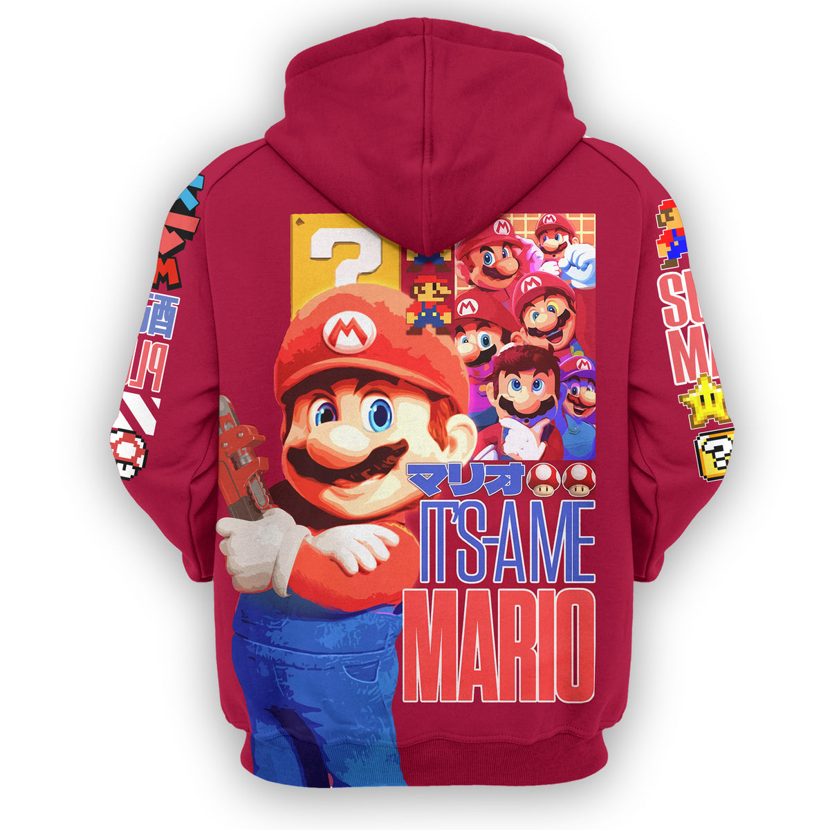 Mario Zip Hoodie It's Me Mario Characters Zip Hoodie Red Blue Unisex