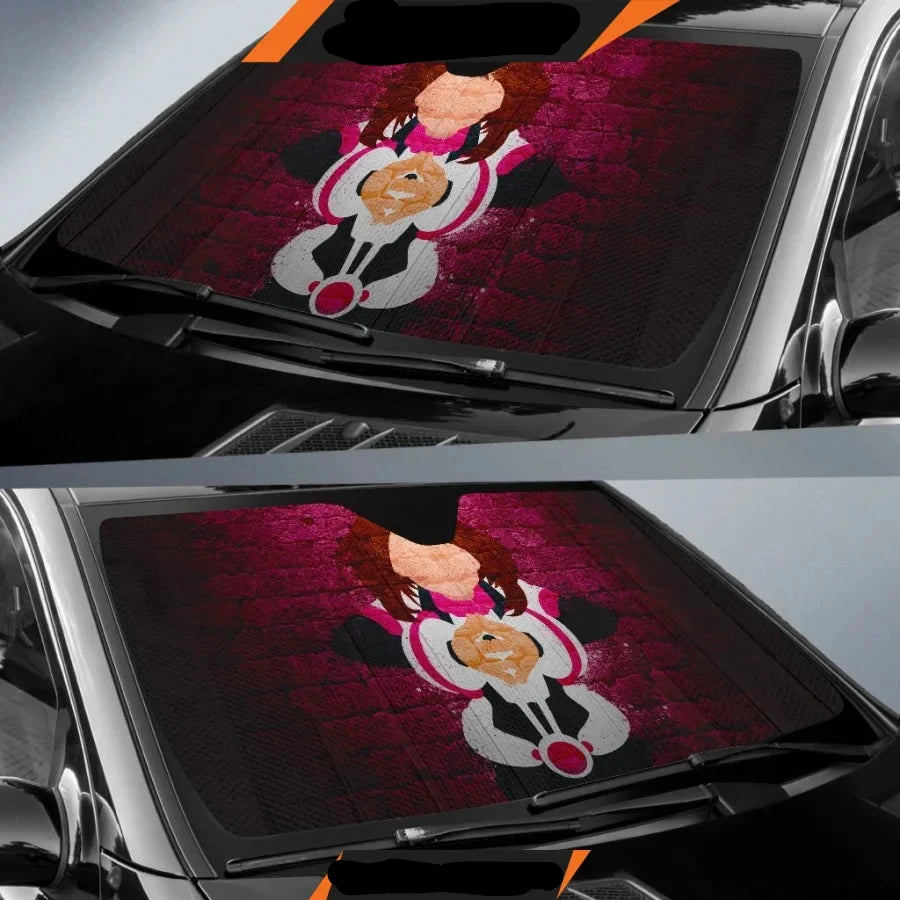 My Hero Academia Car Sun Shade Ochaco No Face On Wall Winshield Sun Shade Pink