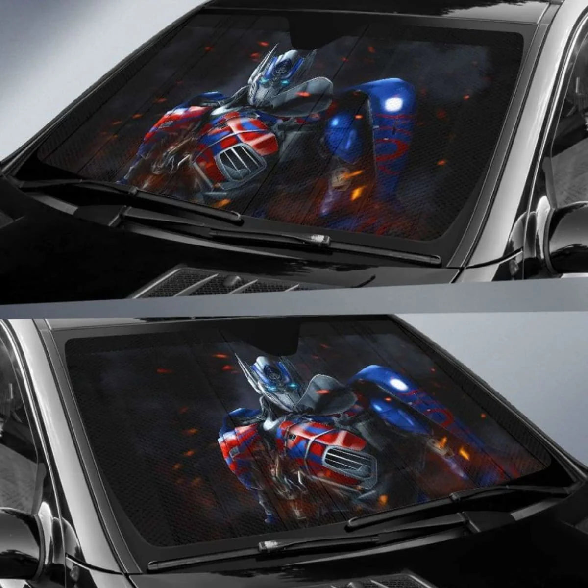 Transformer Car Sun Shade Optimus Prime Character Graphic Winshield Sun Shade Red Blue