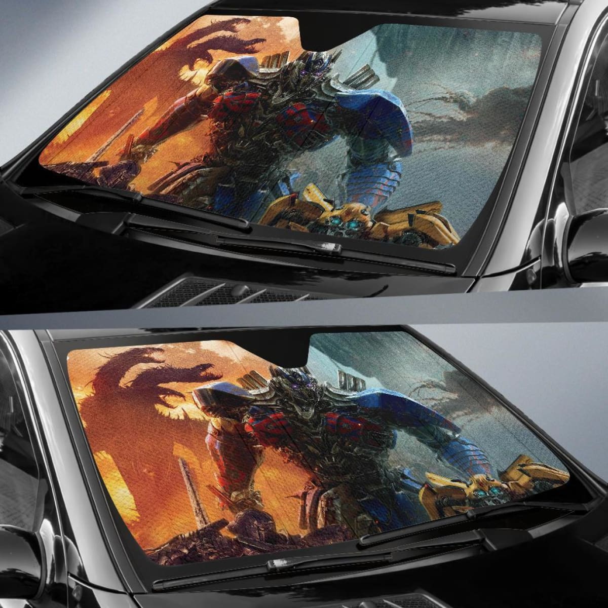 Transformer Car Sun Shade Optimus Prime Transformers In Battle Winshield Sun Shade Brown Gray