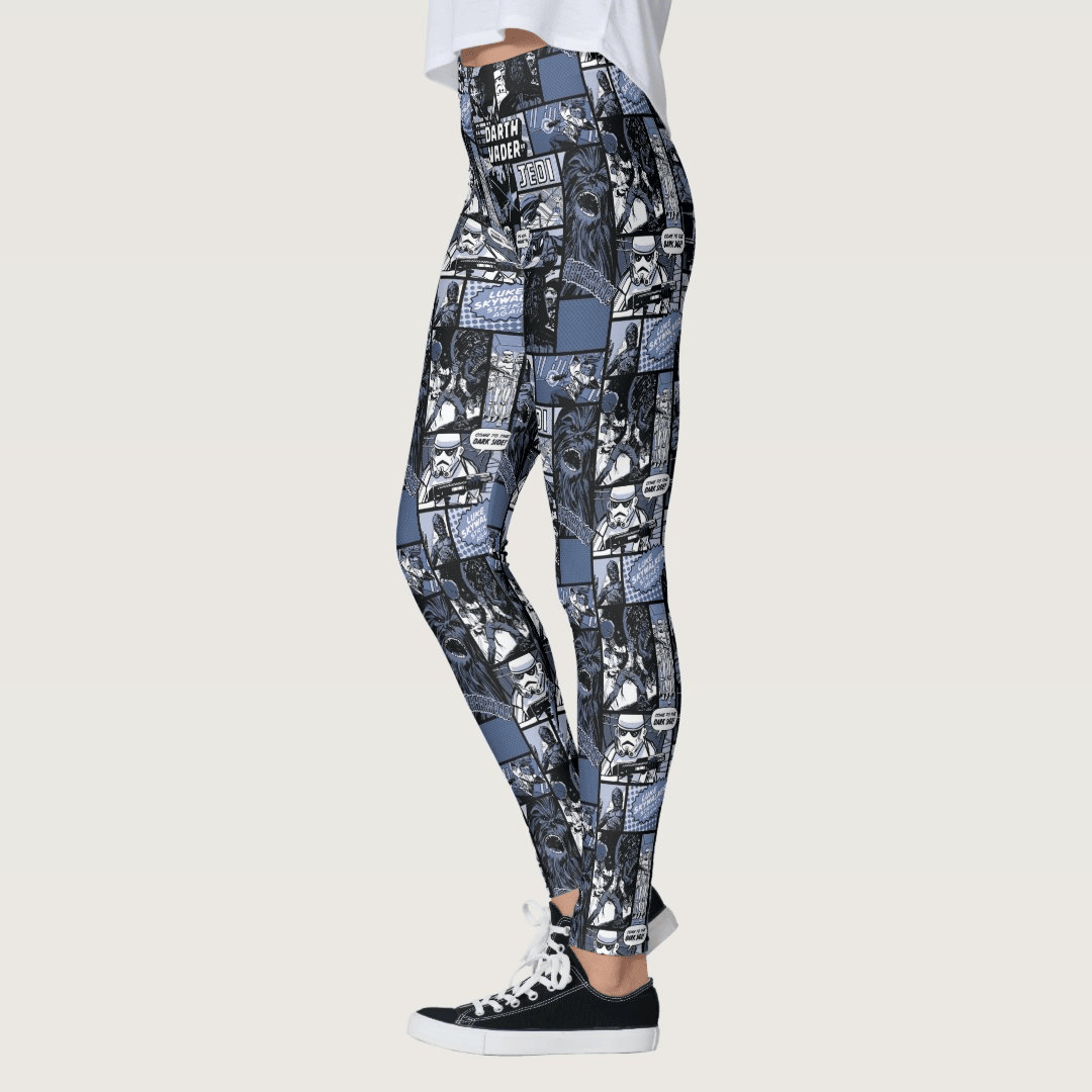 SW Leggings SW Darth Vader Comic Pattern High Waisted Legging Black Blue For Women
