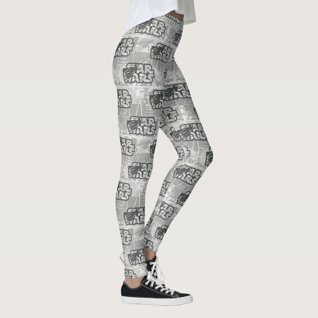 SW Leggings Darth Vader And Luke Skywalker Battle High Waisted Legging Gray For Women