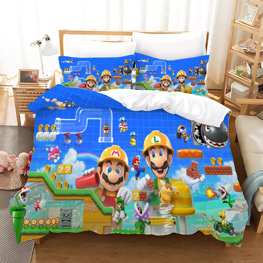Mario Bedding Set Super Mario Maker Graphic Duvet Covers Colorful Unique Gift