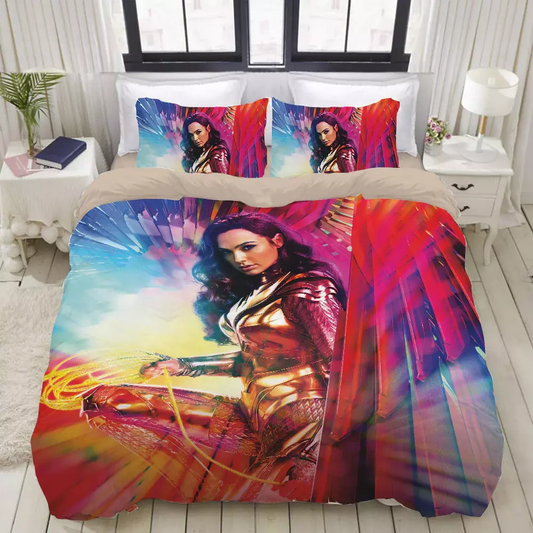 Wonder Woman Bedding Set DC Wonder Woman Movie With Wings Duvet Covers Colorful Unique Gift