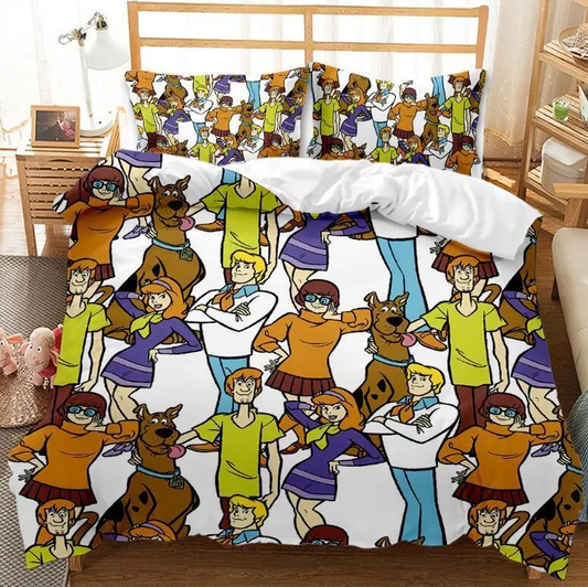 Scooby-Doo Bedding Set Scooby-Doo All Characters Pattern Duvet Covers Colorful Unique Gift