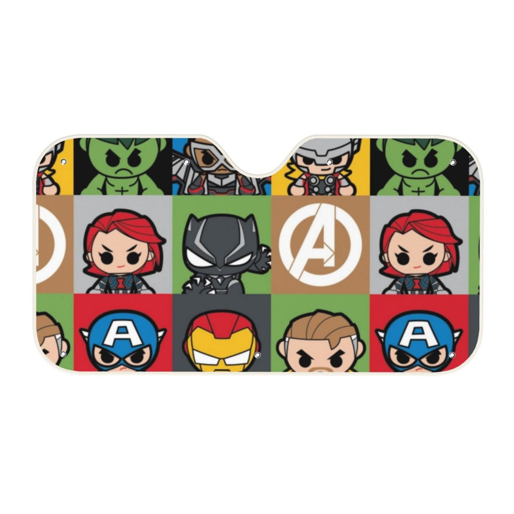 MV Car Sun Shade Chibi MV Heroes Pattern Winshield Sun Shade Colorful
