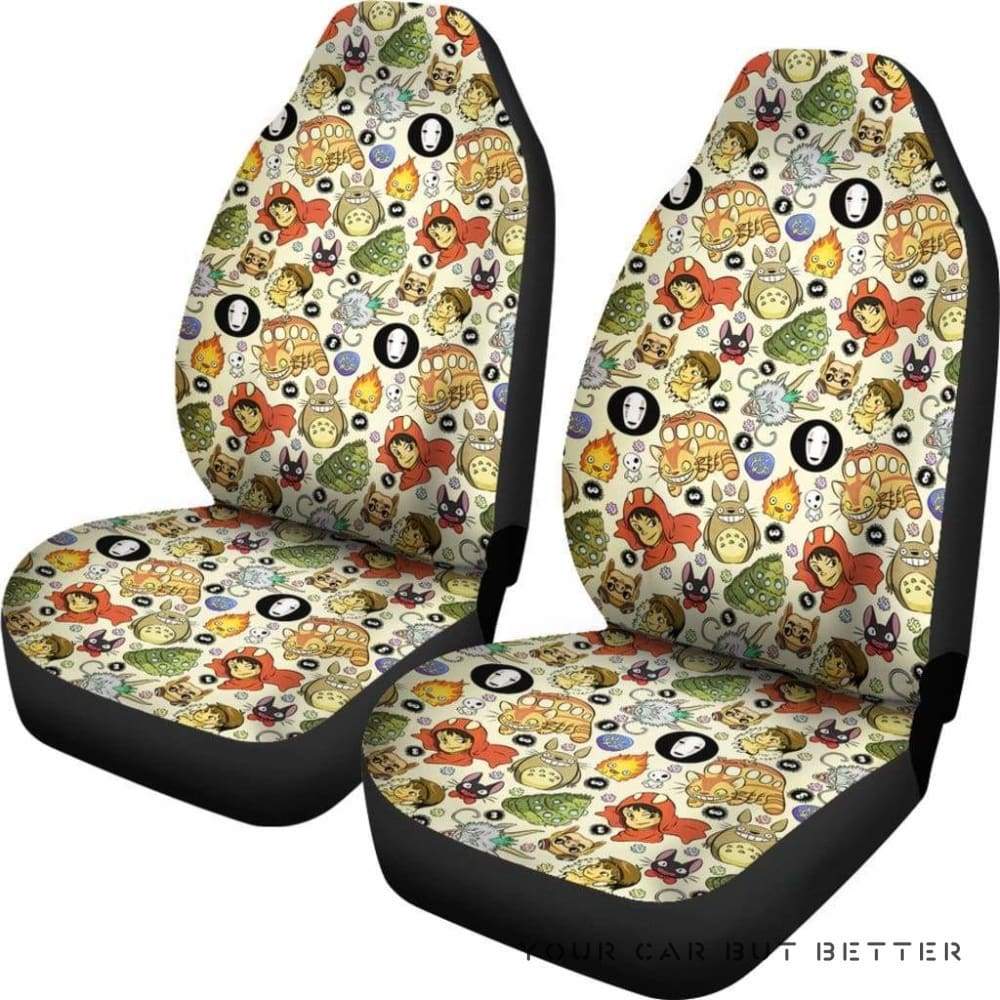 SGhibli Car Seat Covers All Of Ghibli Characters Pattern Seat Covers Colorful