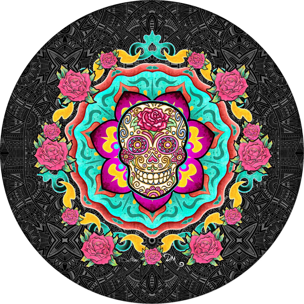 Skull Spare Tire Cover Sugar Skull Rose Mandala Style Tire Covers Colorful