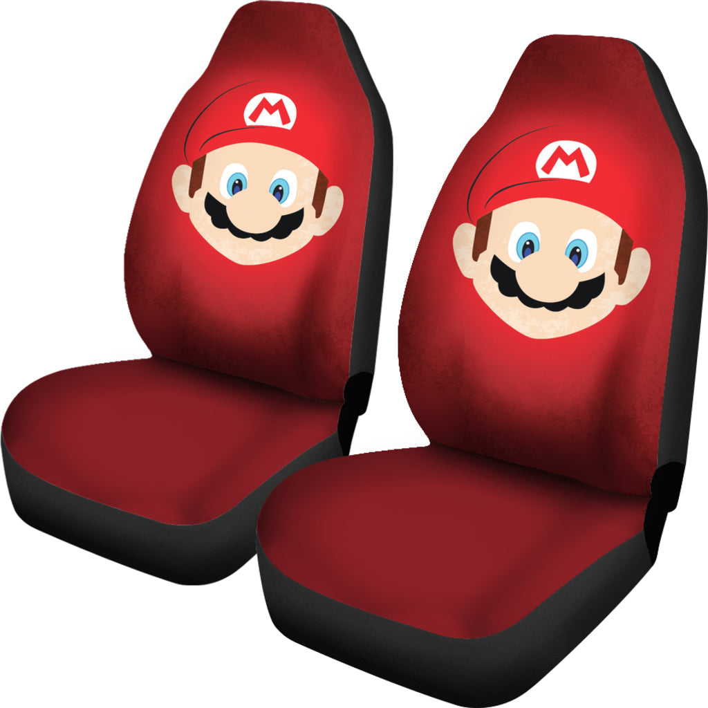 Mario Car Seat Covers Super Mario Face Detail Pattern Seat Covers Red