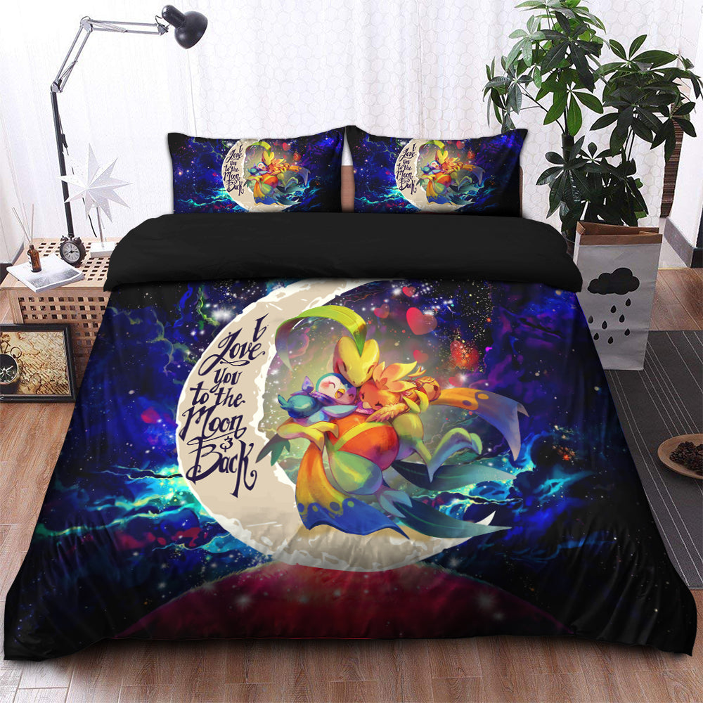 Torchic Grovyle Piplup Love You To The Moon Galaxy Bedding Set