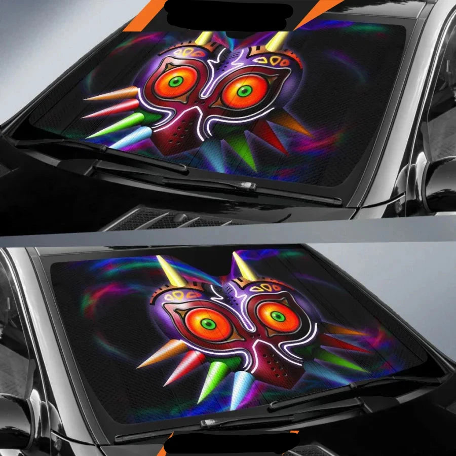 Legend Of Zelda Car Sun Shade Legend Of Zelda The Majora's Mask Winshield Sun Shade Colorful