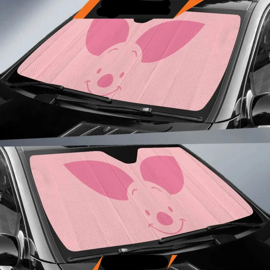 WTP Car Sun Shade The Piglet Face Graphic Winshield Sun Shade Pink