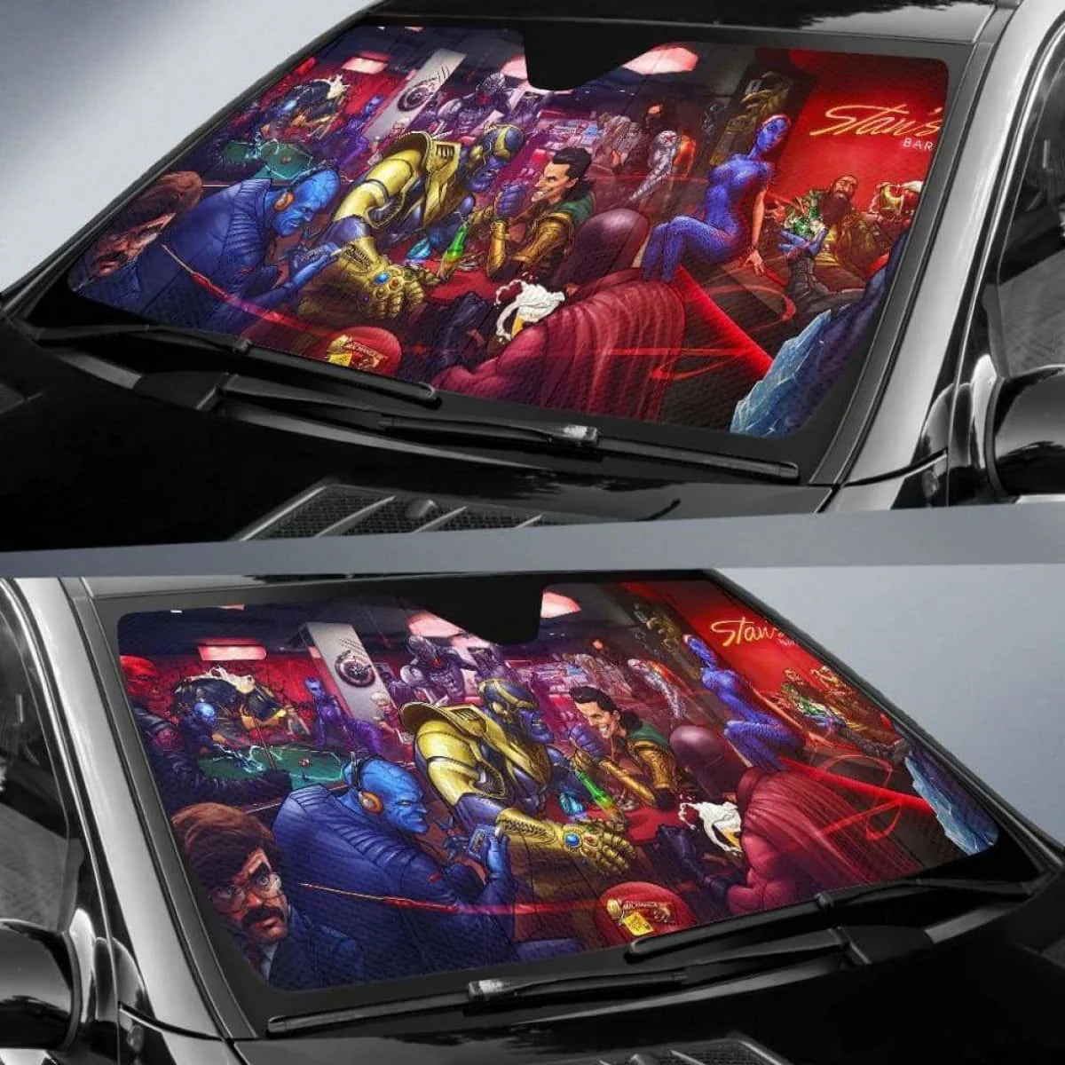 MV Car Sun Shade X-Men Vs Avengers All Together Winshield Sun Shade Colorful