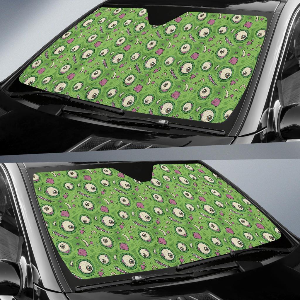 Zombie Car Sun Shade Funny Zombie Eyes Pattern Winshield Sun Shade Green