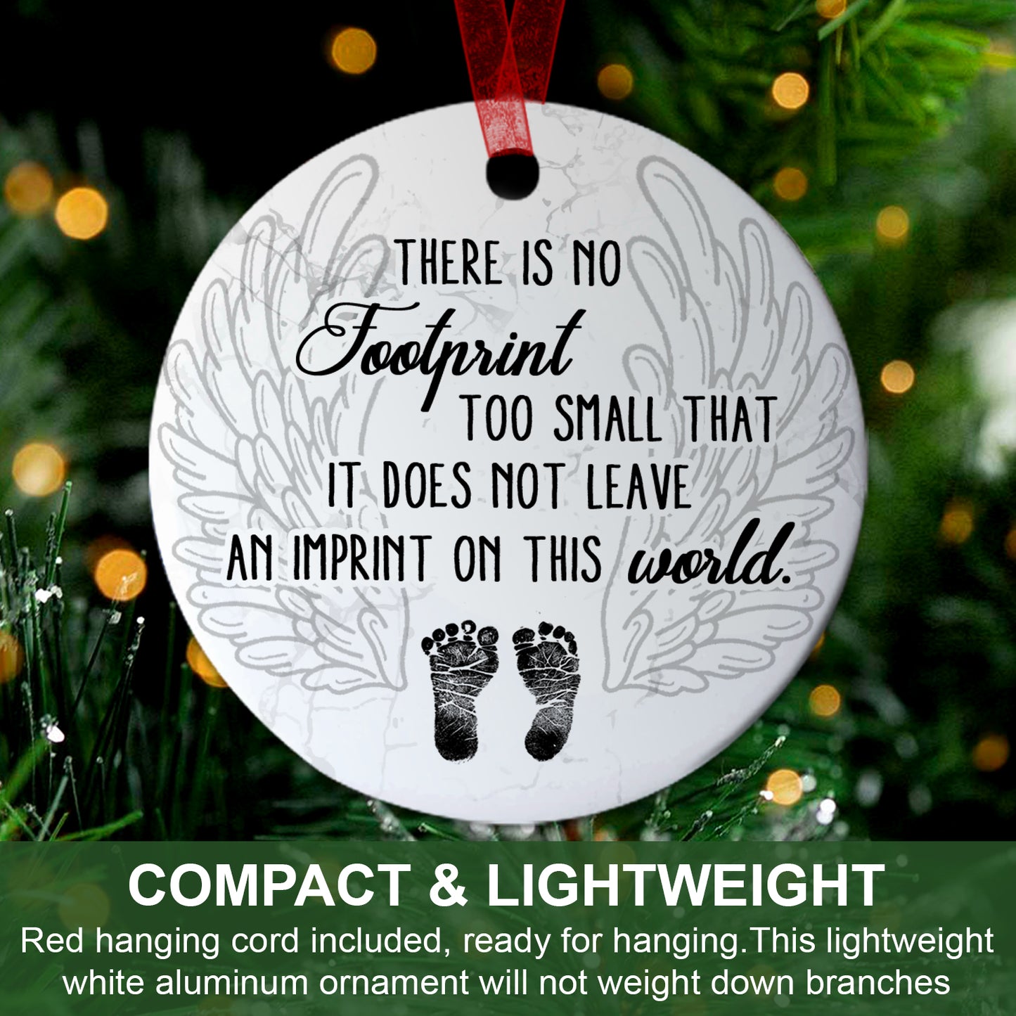Memorial Ornament Gift for Loss of Baby, Small Footprint Not Leave an Imprint Ornament Keepsake Gifts for Miscarriage, Infant- Aluminum Metal Ornament
