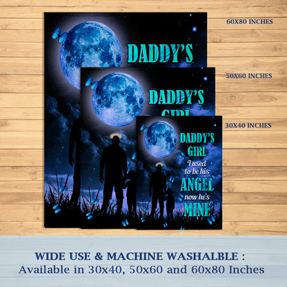 Dad Memorial Blanket Daddy's Girl I Used To Be His Angel Blanket- Keepsake Gifts For Loss Of Father- Dad Angel Blanket- Velveteen Plush Blanket